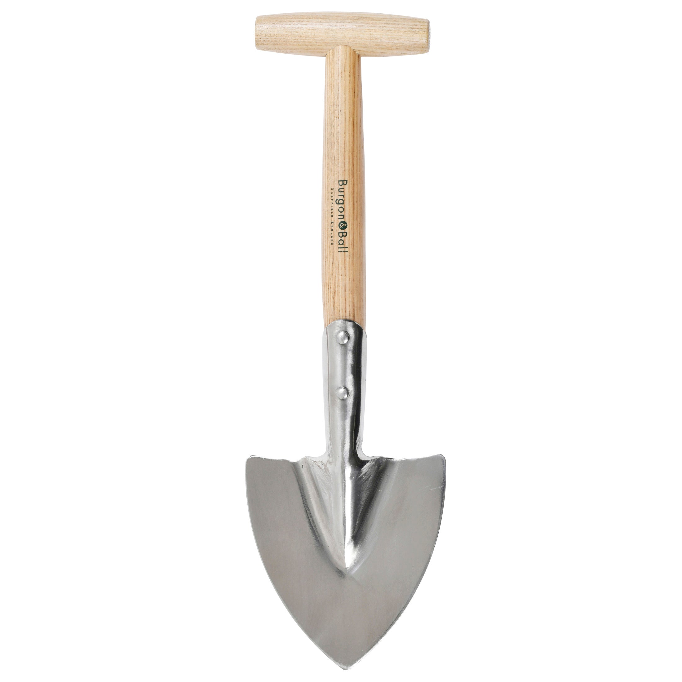 Stainless Steel Small Perennial Spade Shovel, Wood T-Grip Handle