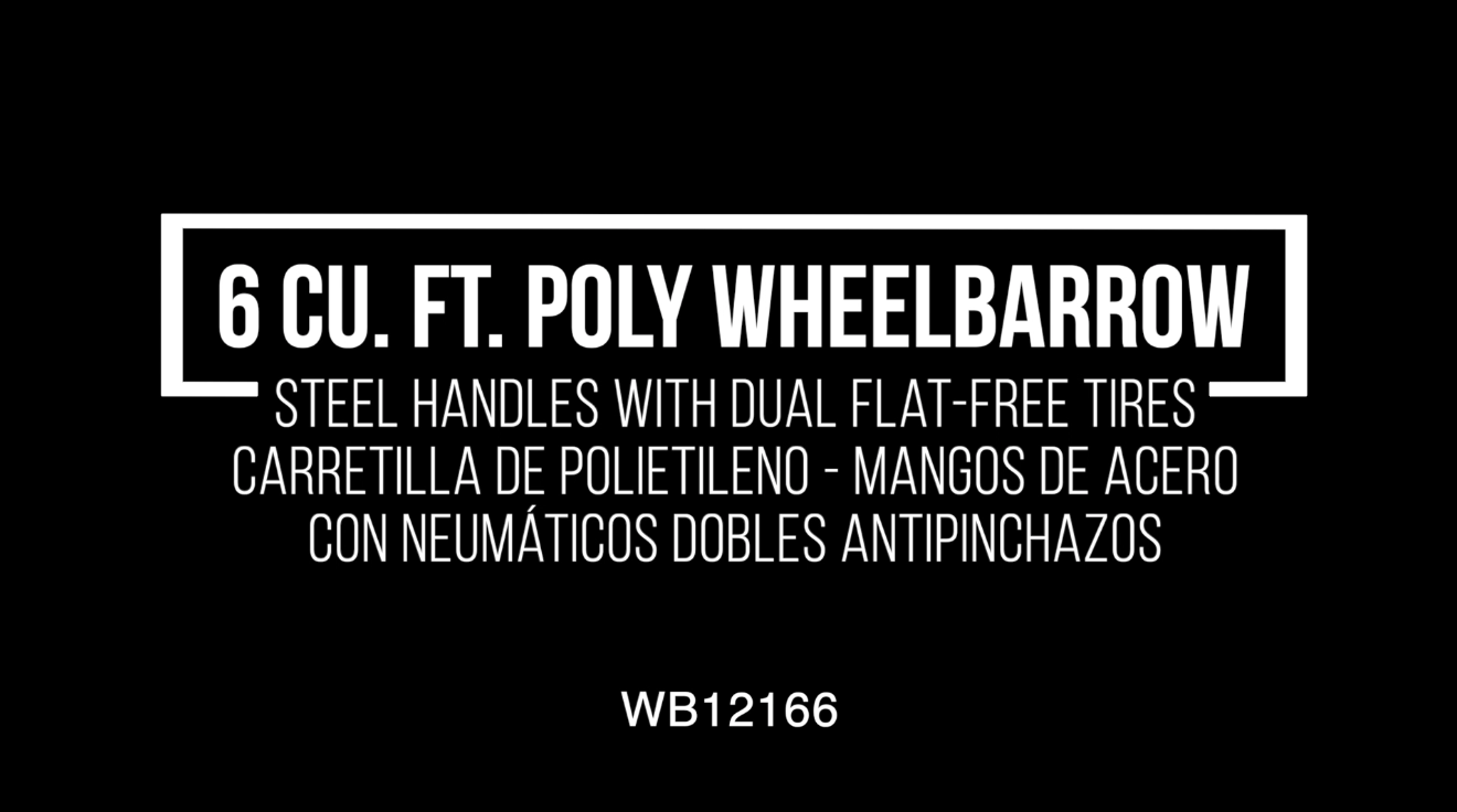 6 Cu. Ft. Poly Wheelbarrow, Steel  Handles, Dual Wheel Flat Free Tires-6