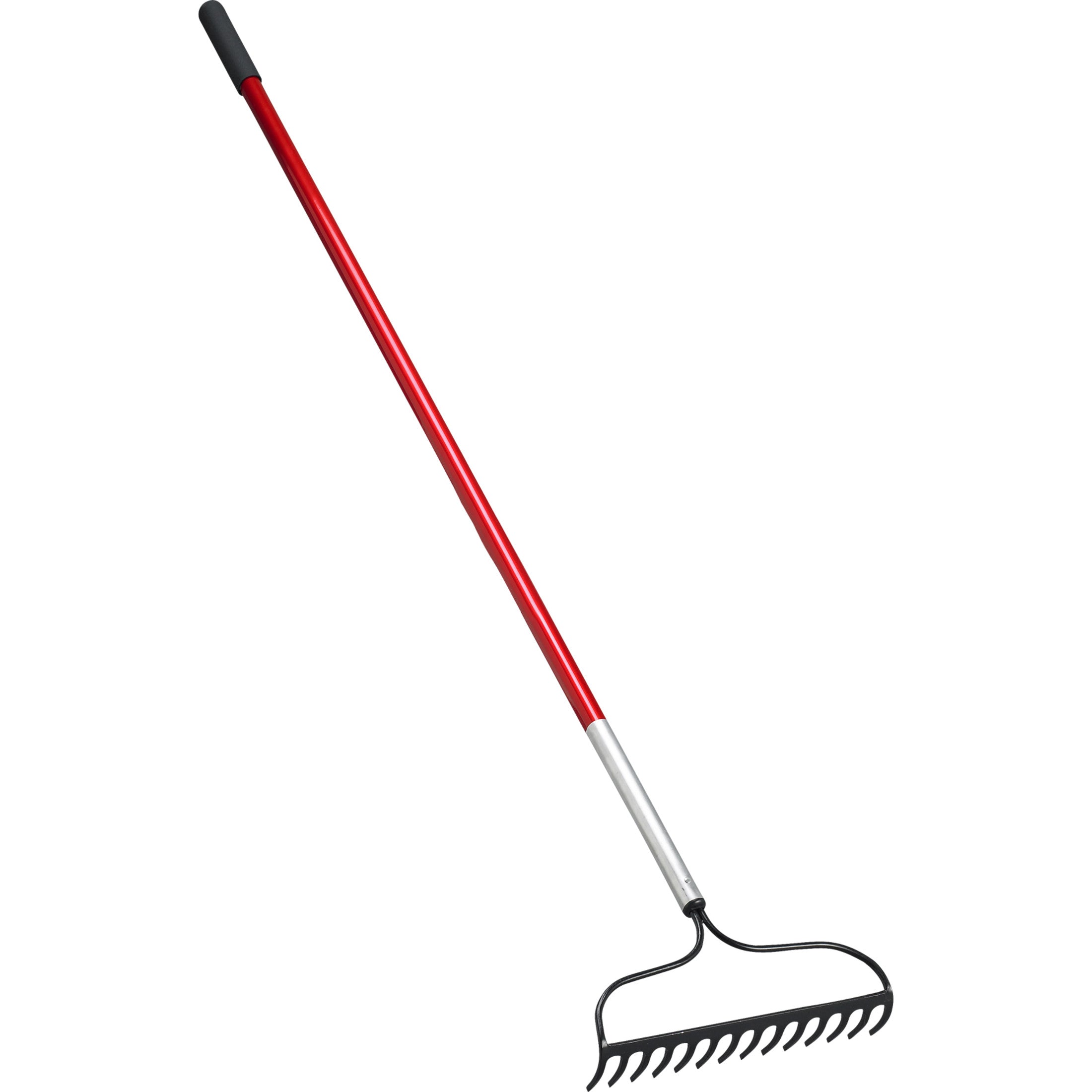 Bow Head Rake, 14 in. Head, 14 Tines, Aluminum Handle