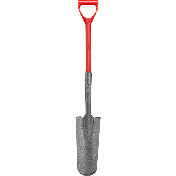 Closed-Back Drain Spade Shovel, 14-Gauge, 27 in. Solid-Core Fiberglass D-Grip Handle