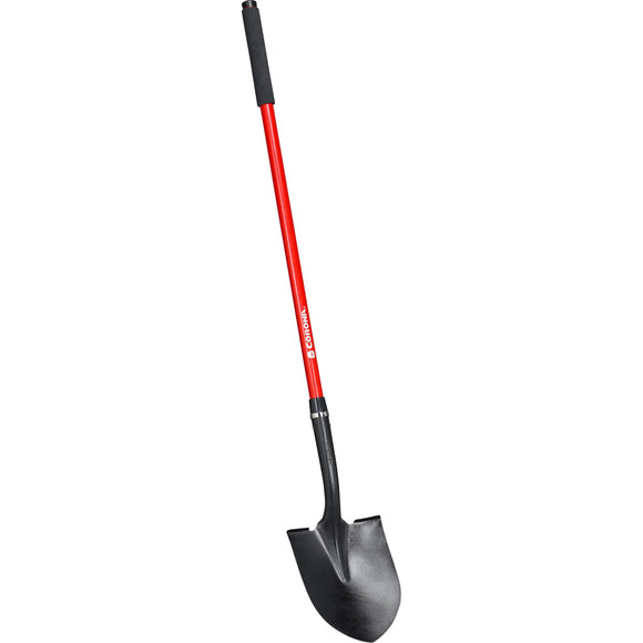 Round Point Shovel, 15-Gauge, 12. in Head, 48 in. Fiberglass Handle
