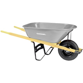 6 cu. ft. Steel Wheelbarrow, Wood Handles, Pneumatic Tire