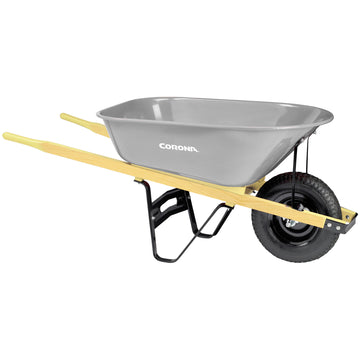 6 cu. ft. Steel Wheelbarrow, Wood Handles, Pneumatic Tire