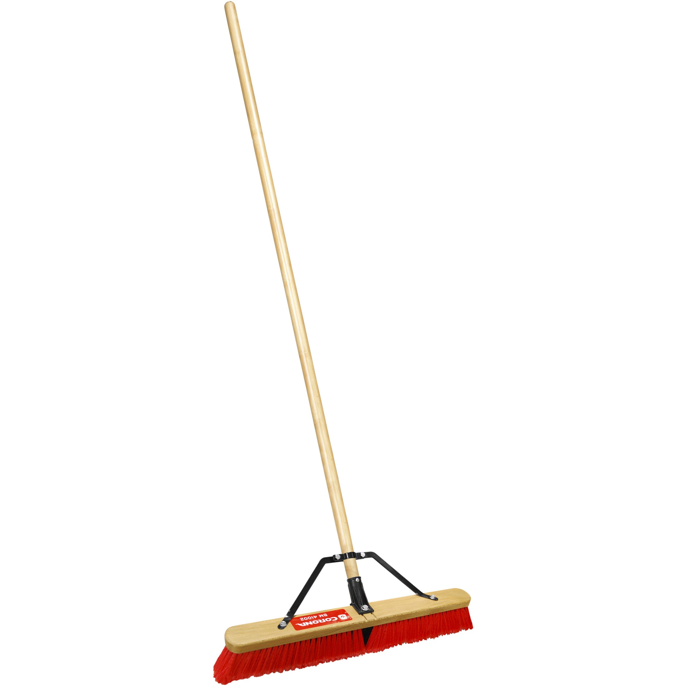 24 in. Push Broom, 2-Bristle Design, Bamboo Handle