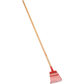 Fixed Tine Shrub Rake, 8 in. Head, 11 Tines, Wood Handle