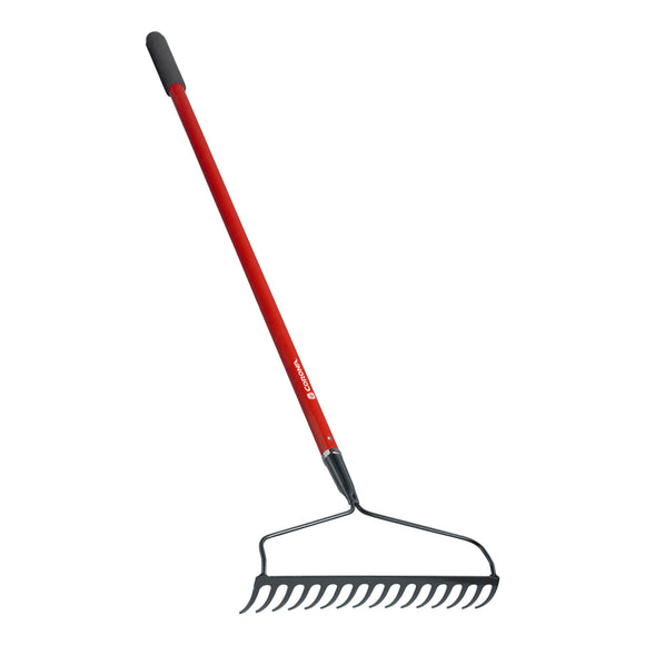 Bow Head Rake, 16 in. Head, 16 Tines, Fiberglass Handle