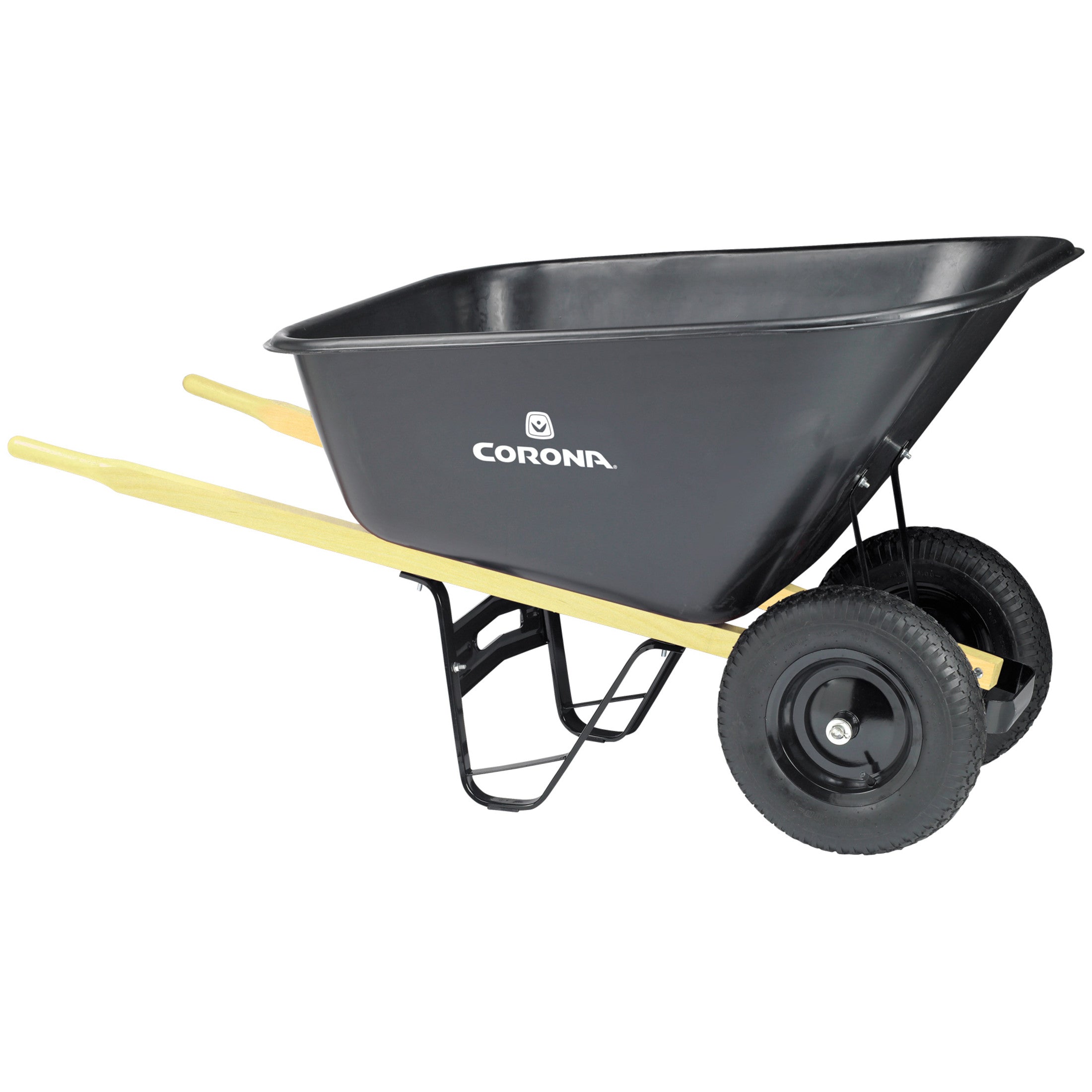 10 cu. ft. Professional Landscape Poly Wheelbarrow, Wood Handles, Dual-Wheel Pneumatic Tires