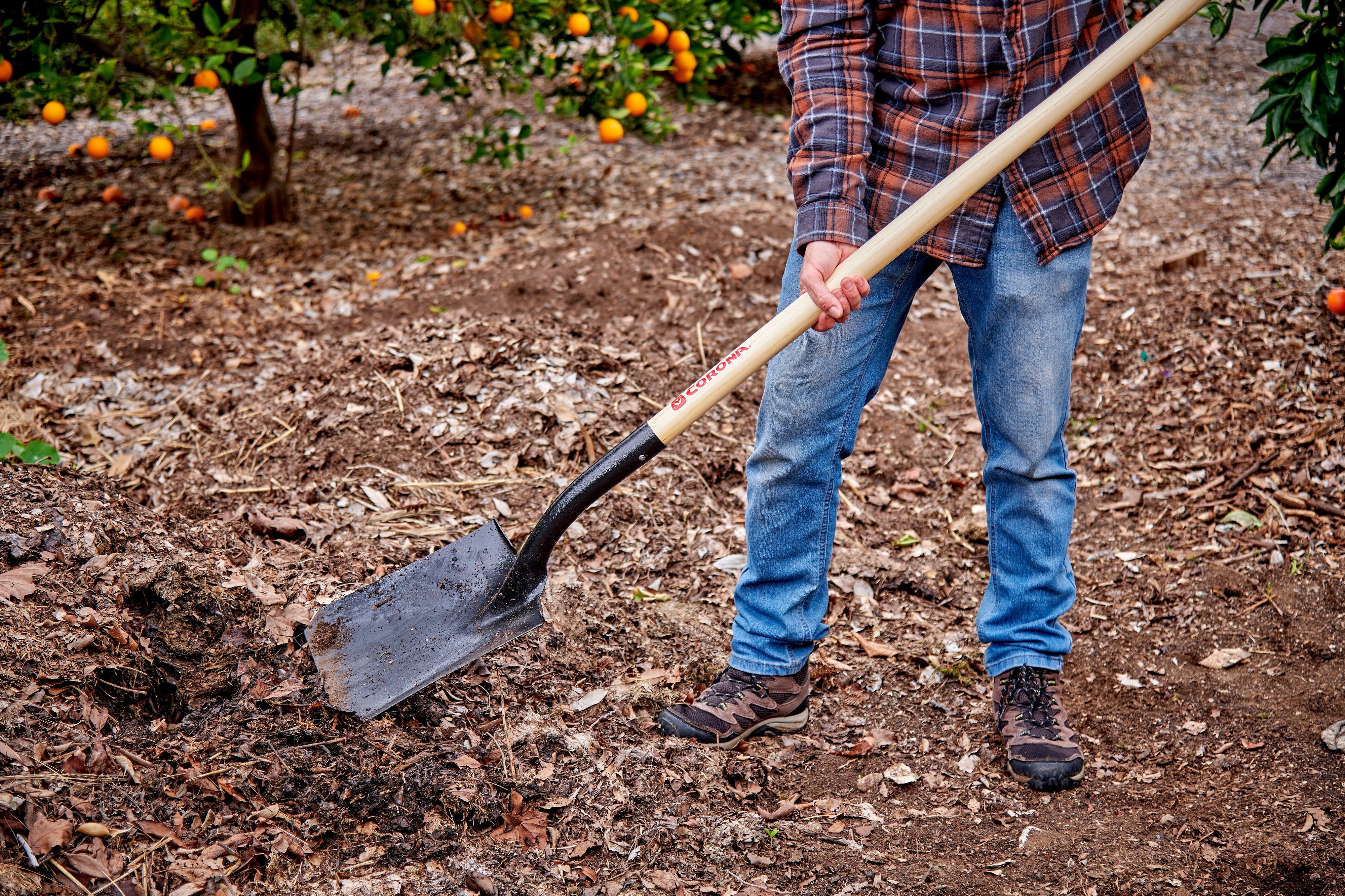 Square Point Shovel, 15-Gauge, 12. in Head, 48 in. Wood Handle