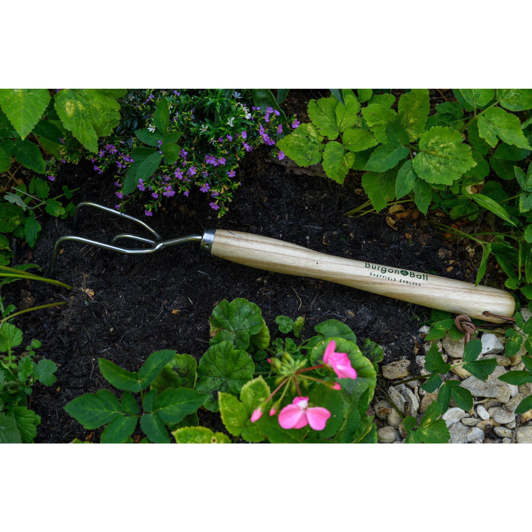 Mid-Handled Stainless Steel Claw Cultivator, Wood Grip, RHS Endorsed