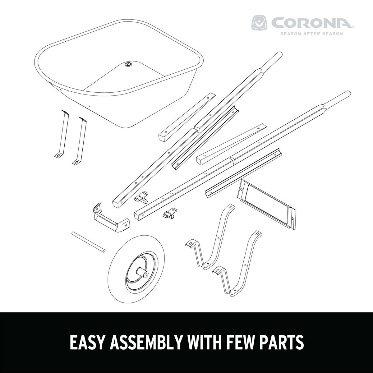 5 Cu. Ft. Steel Wheelbarrow in a Box | Corona Clipper Inc.