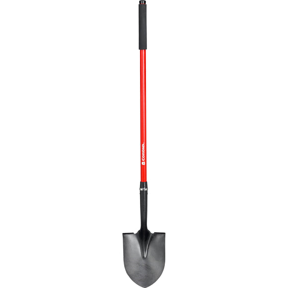 Round Point Shovel, 15-Gauge, 12. in Head, 48 in. Fiberglass Handle