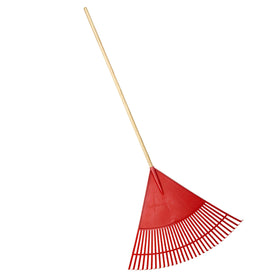 Wide Poly Leaf Rake, 30 in. Head, 30 Tines, Wood Handle