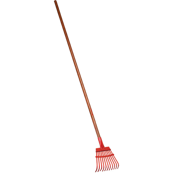 Fixed Tine Shrub Rake, 8 in. Head, 11 Tines, Wood Handle