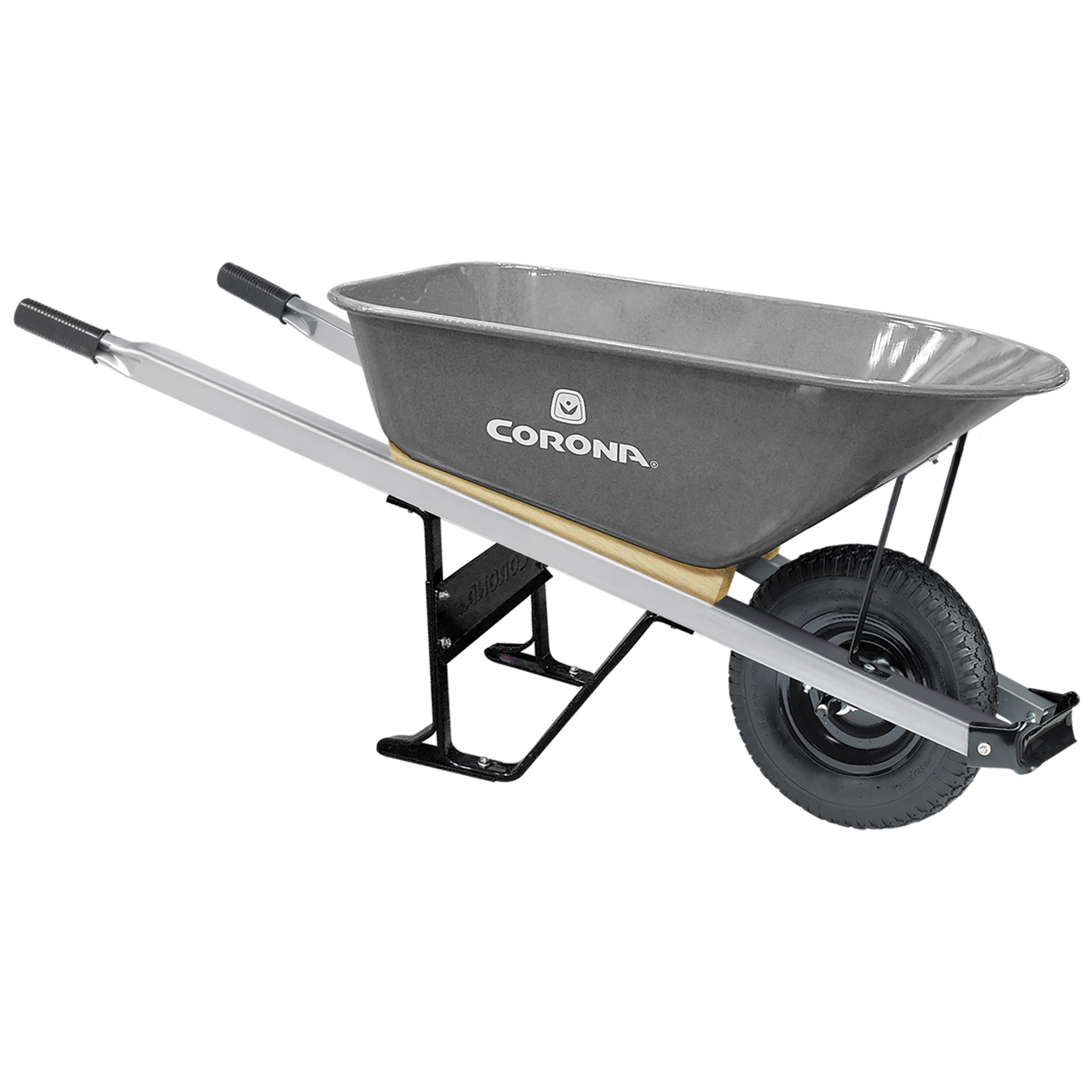 6 cu. ft. Heavy-Duty Contractor Wheelbarrow, Steel Handles, Flat-Free Tire