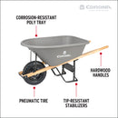 6 Cu. Ft. Poly Wheelbarrow, Wood Handles, Pneumatic Tire-11