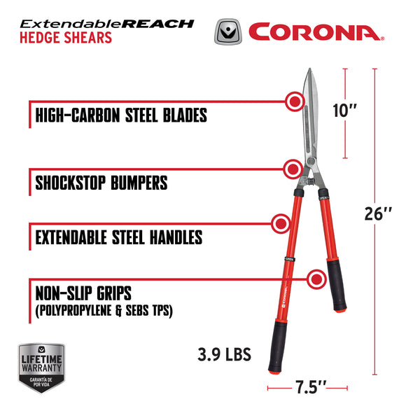 ExtendableREACH Hedge Shears, 10 in. Blades, 20 in. Steel Handles