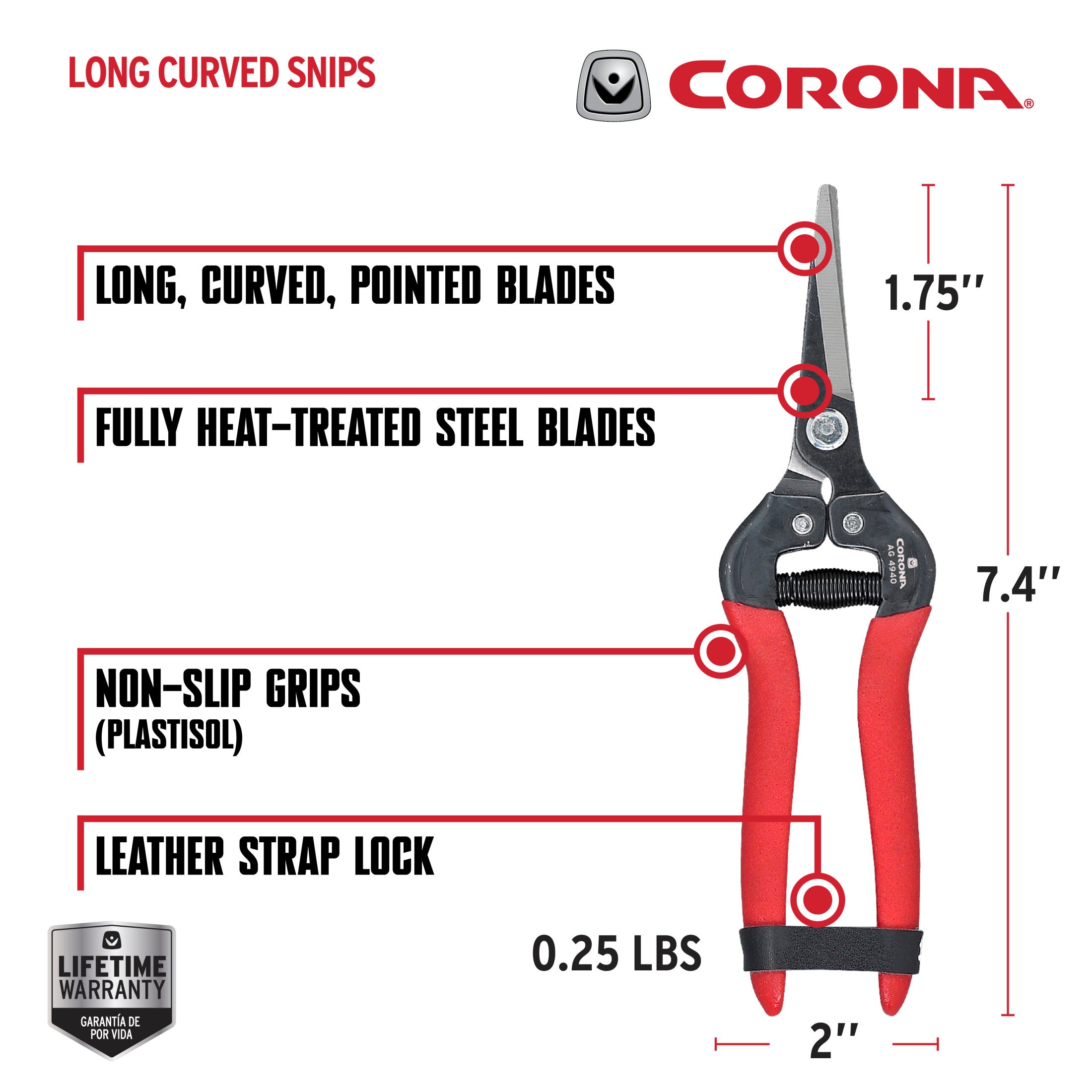Long Curved Snips, 1-3/4 in. Blades | Corona Clipper Inc.