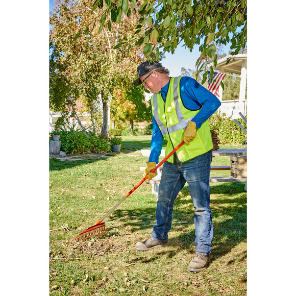 Fixed Tine Leaf Rake, 19 in. Head, 25 Tines, Aluminum Handle