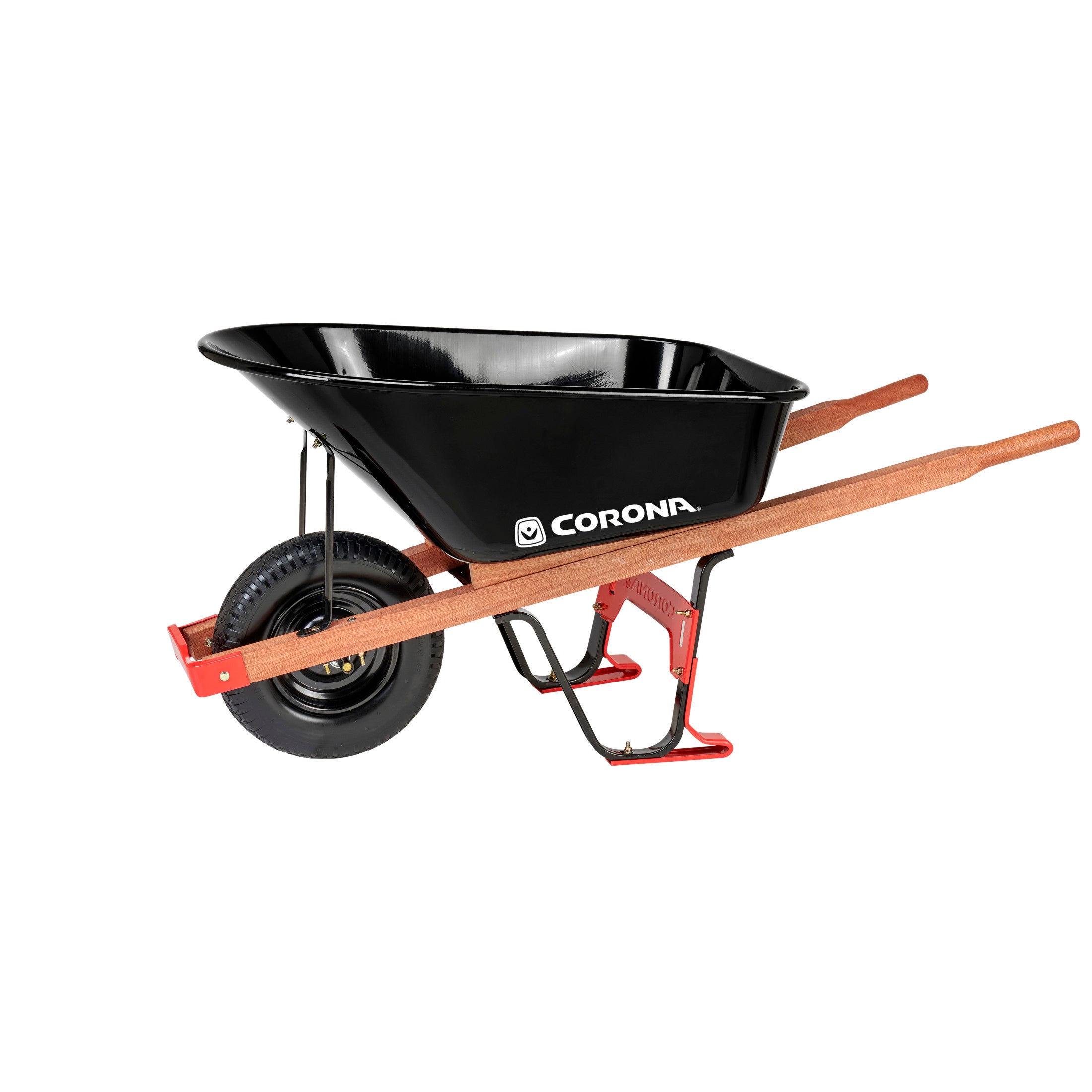 6 Cu. Ft. Professional Steel Wheelbarrow, Wood Handles, Flat-Free Tire