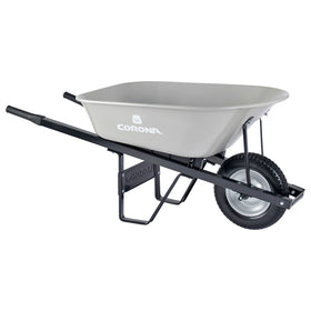 6 Cu. Ft. Steel Wheelbarrow, Steel Handles, Flat Free Tire