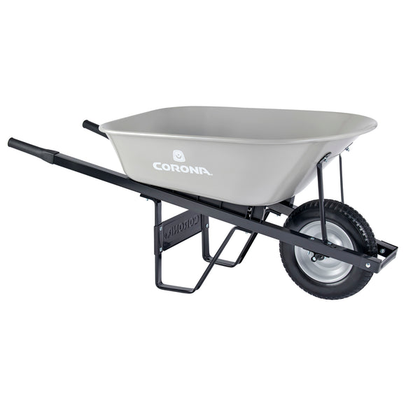 6 Cu. Ft. Steel Wheelbarrow, Steel Handles, Flat Free Tire