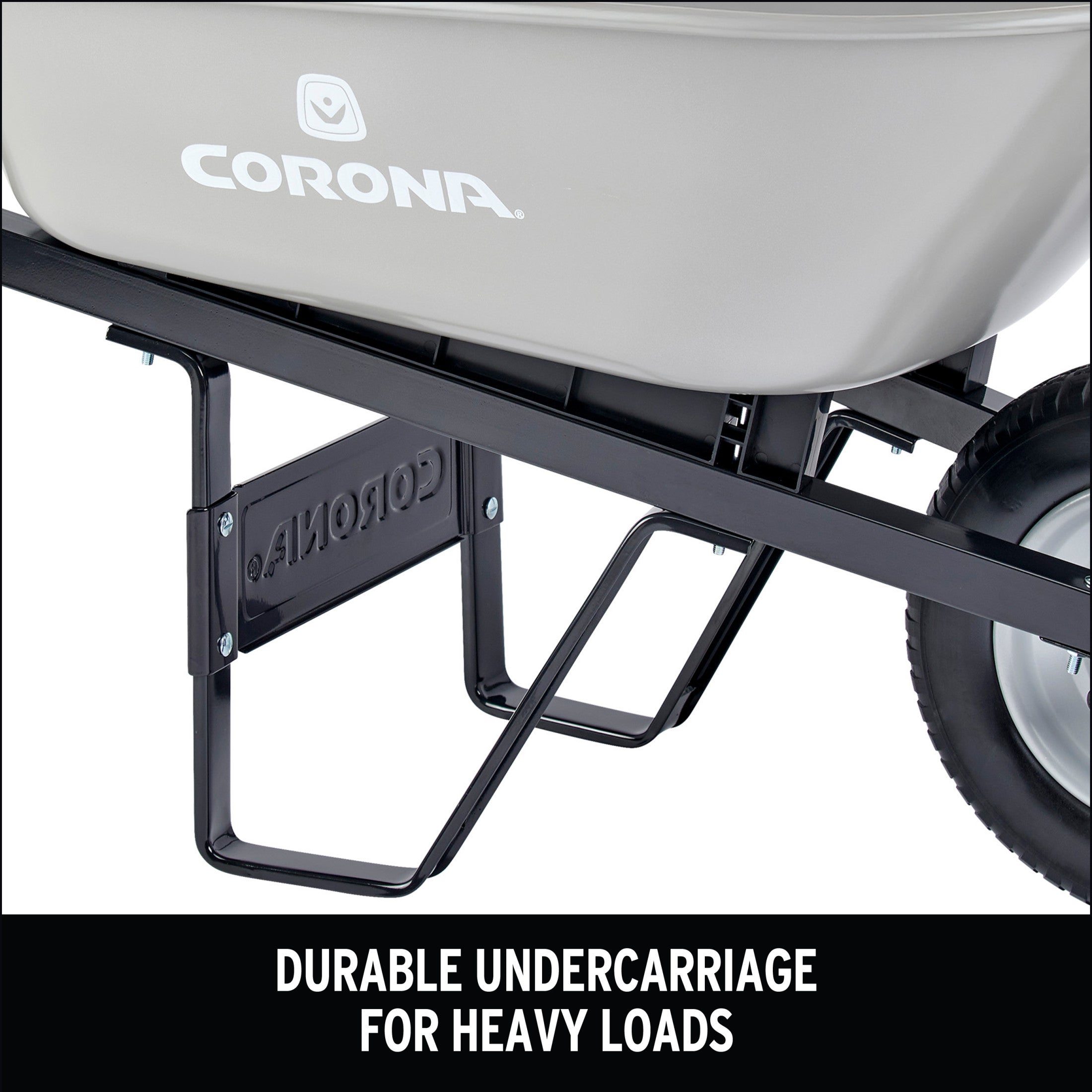 6 Cu. Ft. Steel Wheelbarrow, Steel Handles, Flat Free Tire