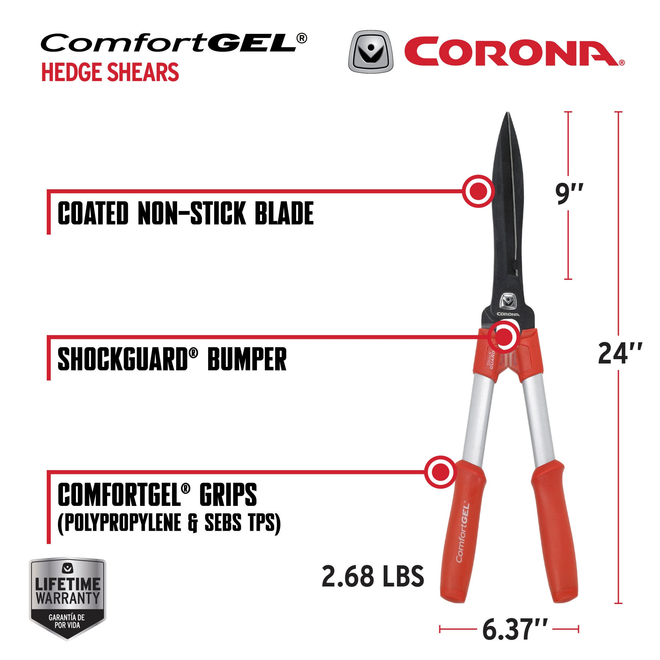 ComfortGEL® Hedge Shears, 9 in. Blades, 13 in. Handles | Corona