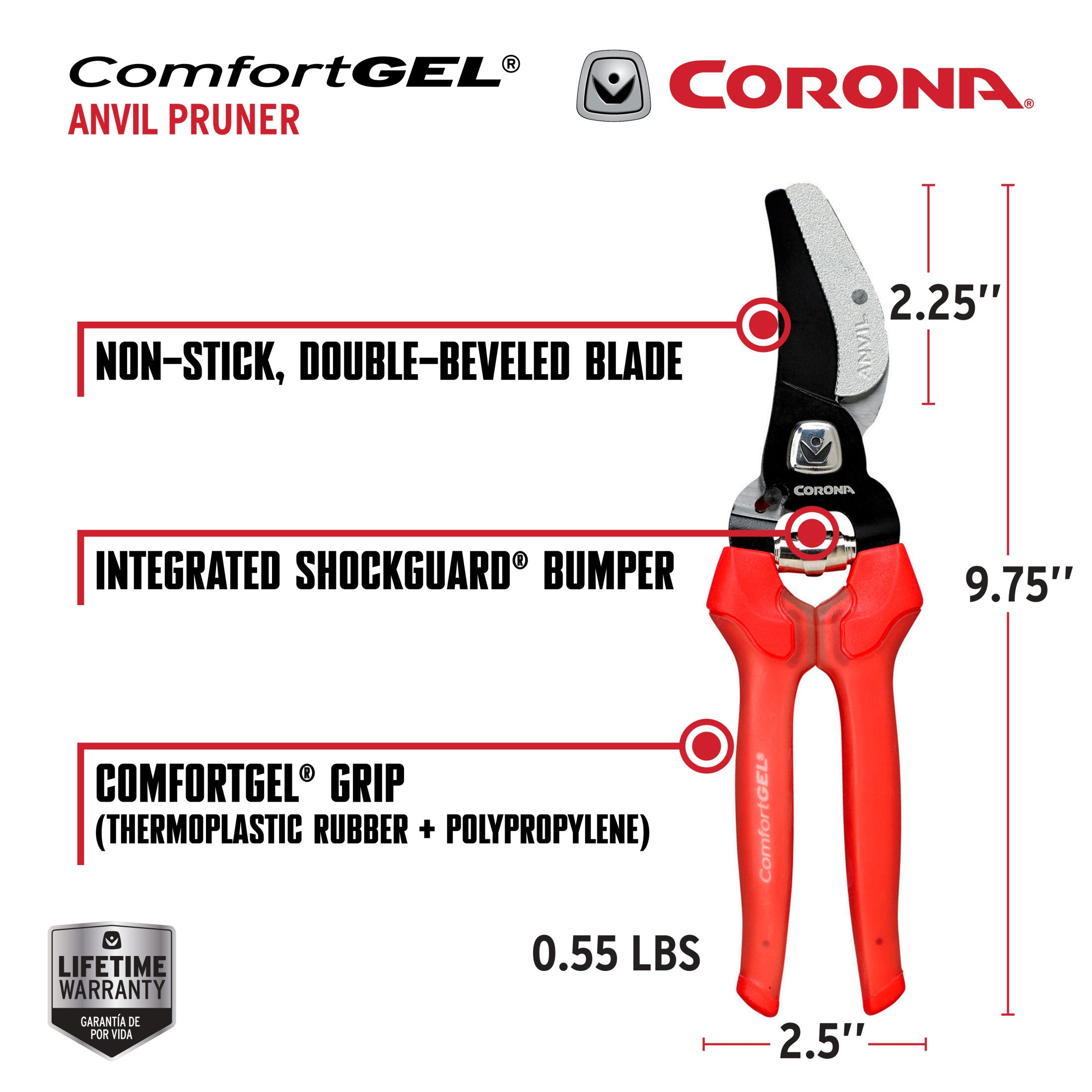 ComfortGEL® Anvil Pruner, 3/4 in. Cut Capacity