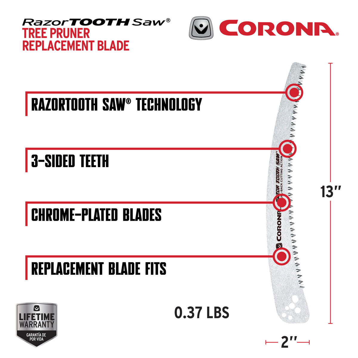 RazorTOOTH Saw® Tree Saw Replacement Blade, 13 in. | Corona Clipper Inc.