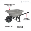 6 Cu. Ft. Poly Wheelbarrow, Steel Handles, Pneumatic Tire-10