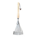 Mid-Handled Stainless Steel Shrub Rake, Wood Grip, RHS Endorsed-2