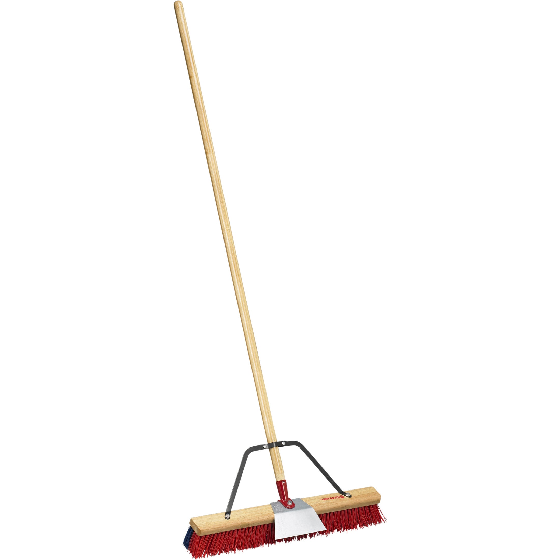 24 in. Push Broom with Scraper Blade, 2-Bristle Design, Bamboo Handle