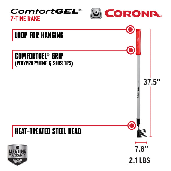 Extended Reach 7-Tine Rake with ComfortGEL® Grip