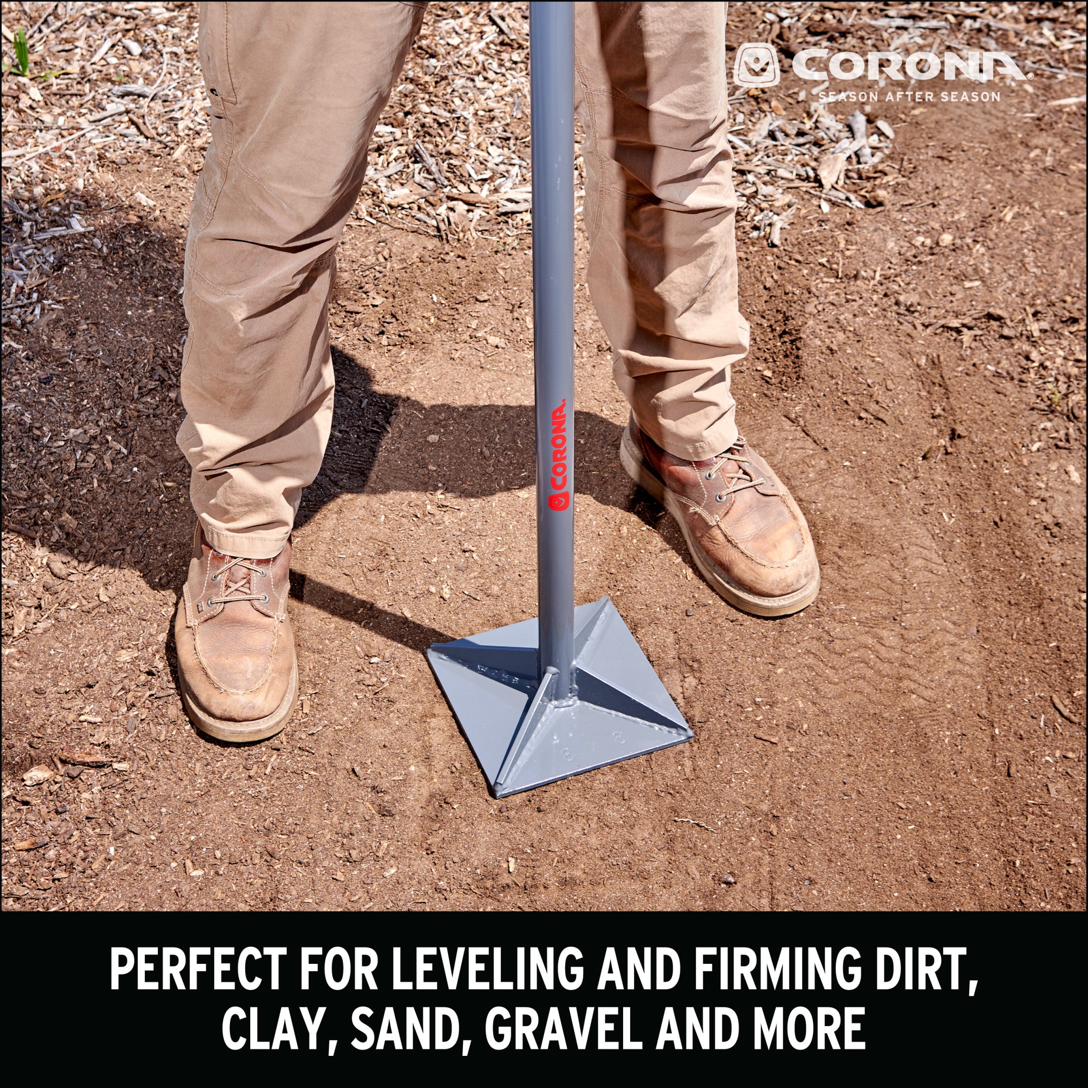 All-Steel Dirt Tamp, 8 in. x 8 in., 44 in. Steel Handle Anti-Slip