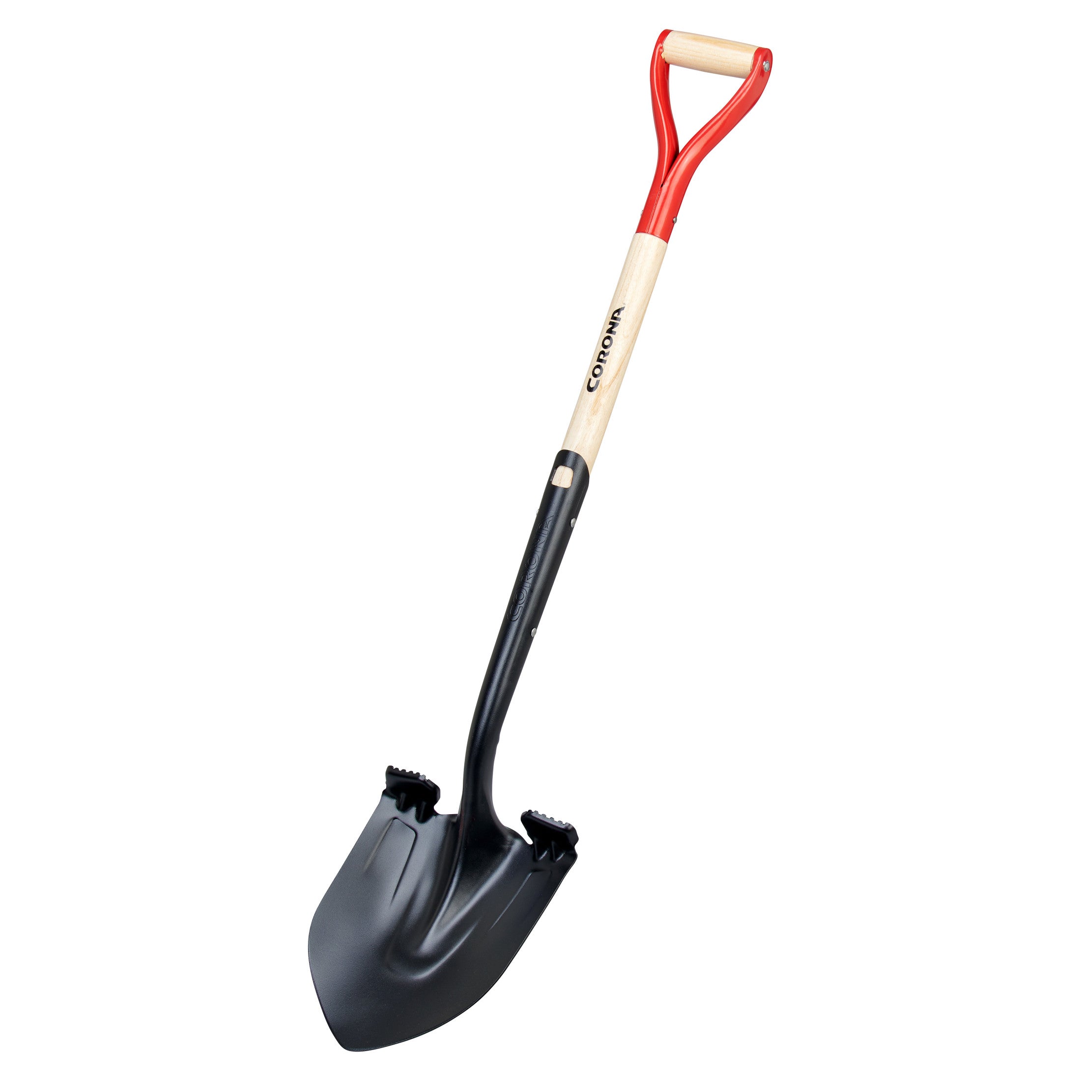 Boron Steel 14-Gauge Round Point Shovel, D Grip Hardwood Handle