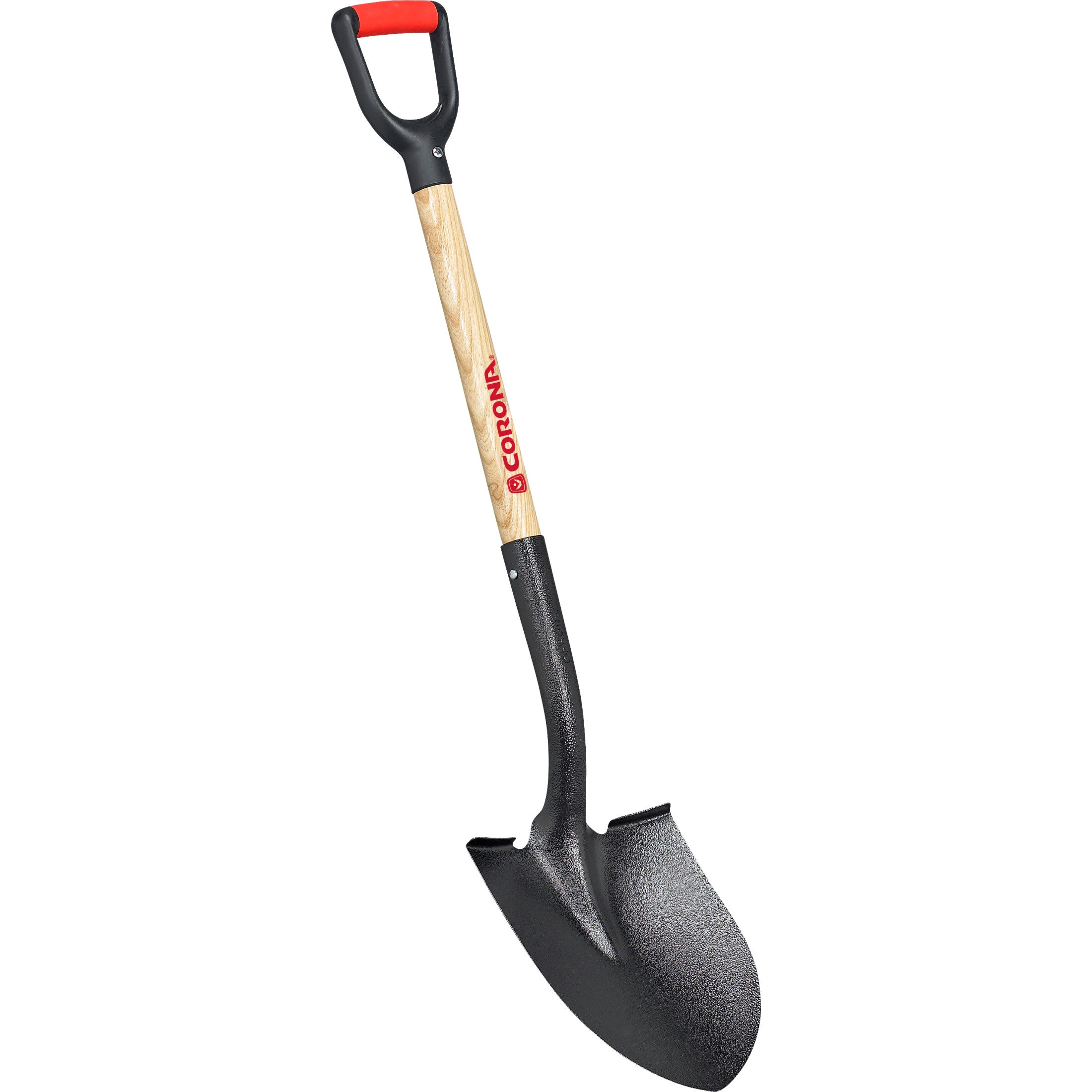 Round Point Shovel, 15-Gauge, 12 in. Head, 30 in. Wood Handle, Plastic D-Grip