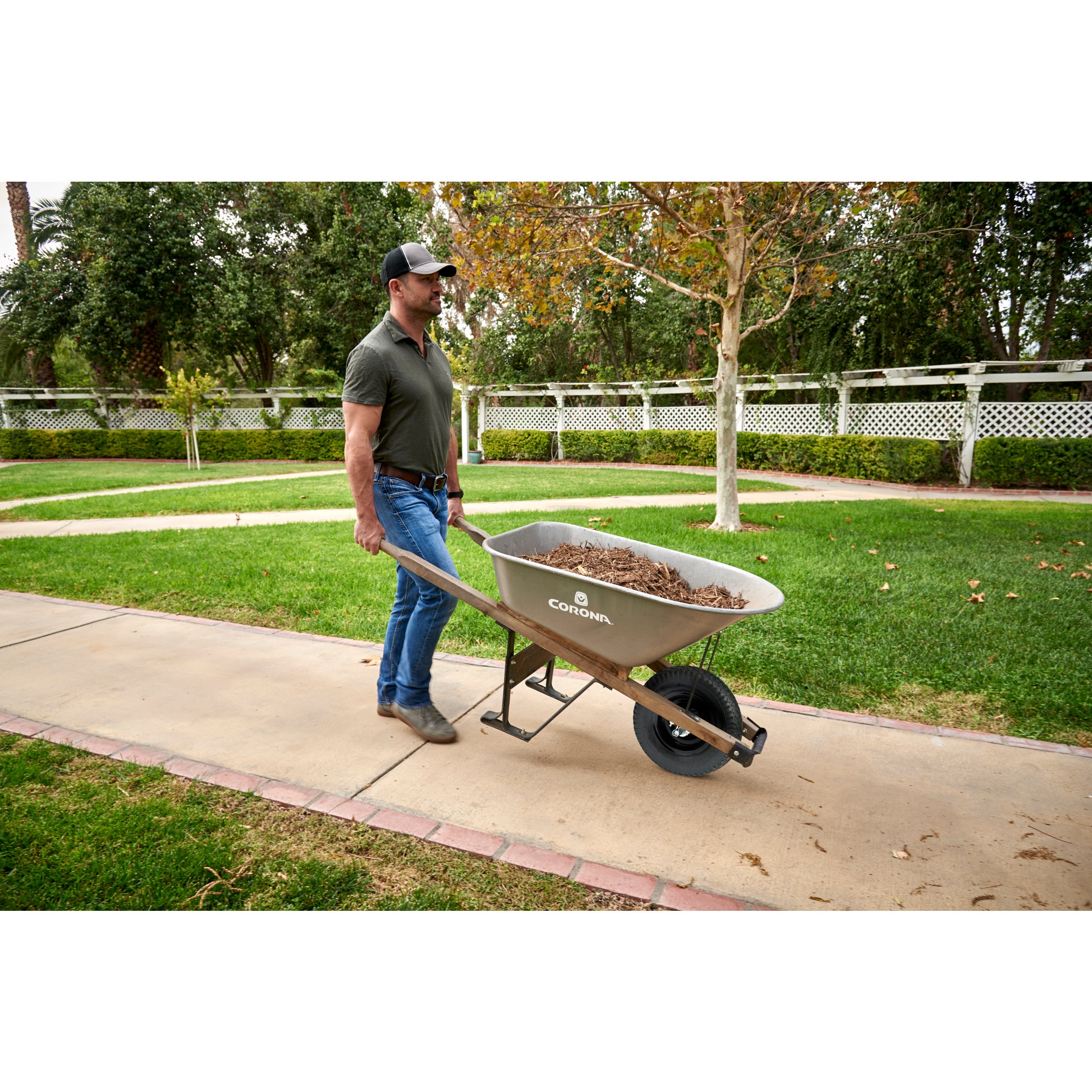 6 cu. ft. Heavy-Duty Contractor Wheelbarrow, Wood Handles, Flat-Free Tire