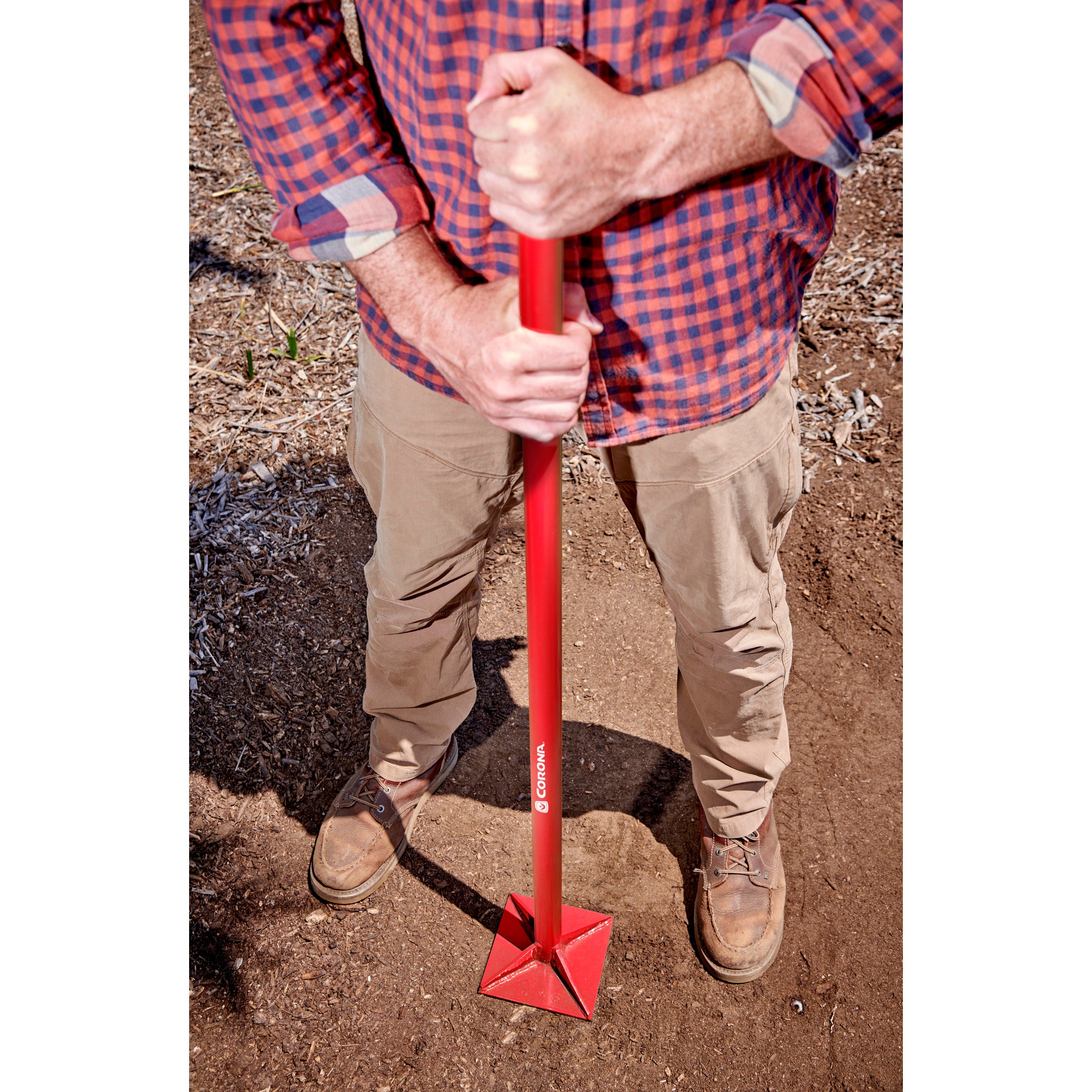 All-Steel Dirt Tamp, 8 in. x 8 in., 58 in. Steel Handle | Corona