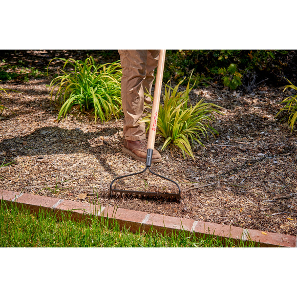 Bow Head Rake, 14 in. Head, 14 Tines, Ash Hardwood Handle