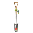 Stainless Steel Transplanting Spade Shovel, Wood D-Grip Handle, RHS Endorsed-1