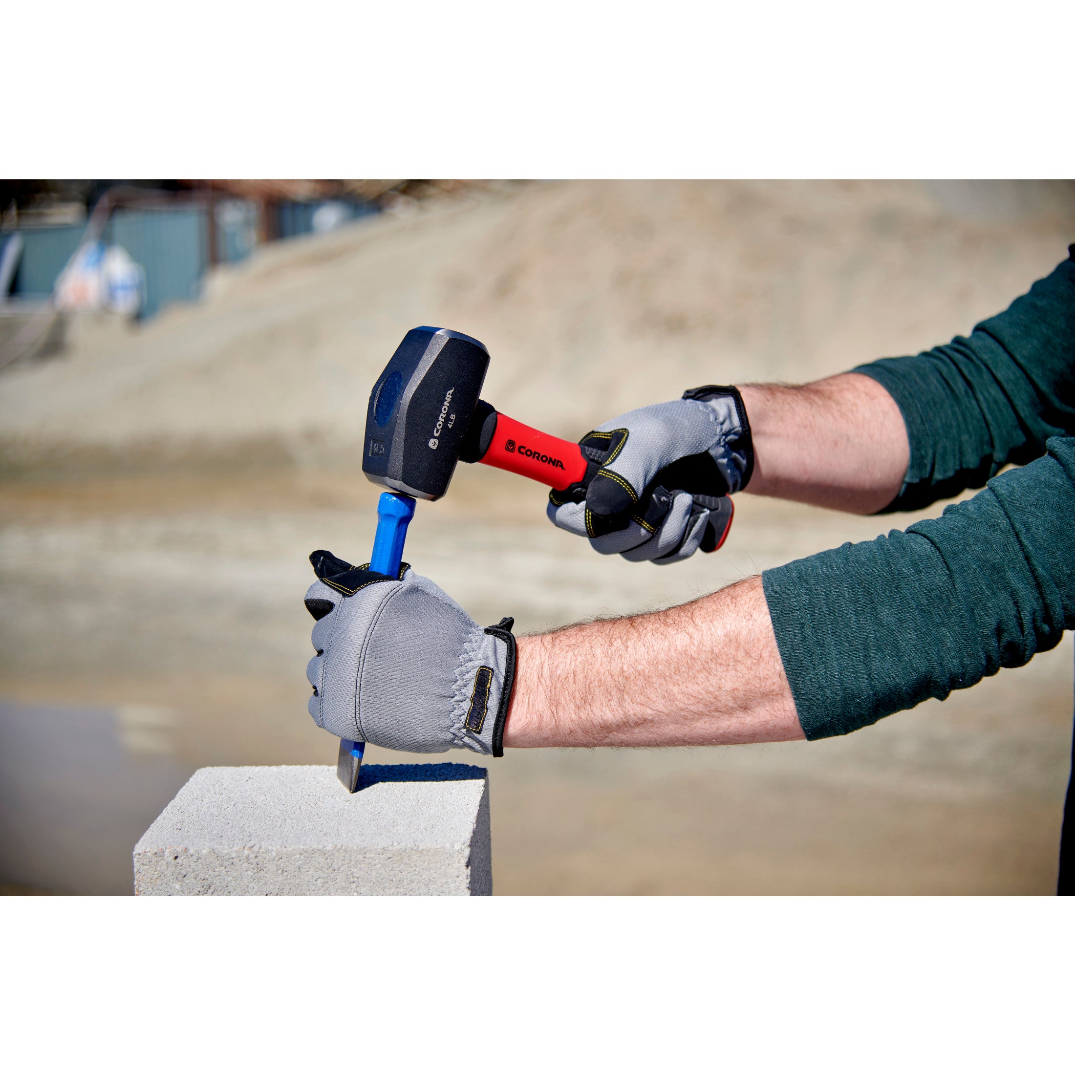 Drilling Hammer, 4 lb. Head, 11 in. Solid-Core Fiberglass Handle