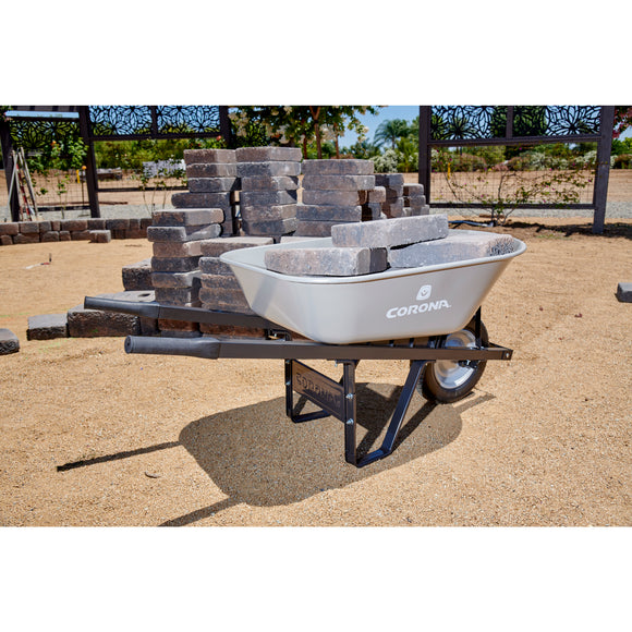 6 Cu. Ft. Steel Wheelbarrow, Steel Handles, Flat Free Tire