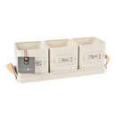 3 Herb Pots with Leather Handled Tray, Stone-1