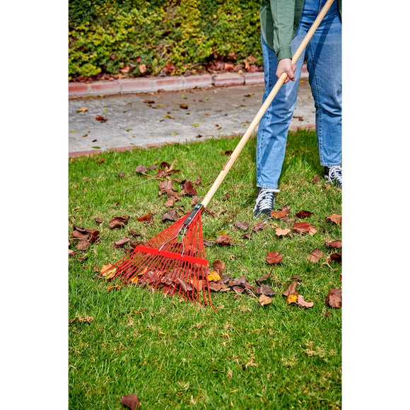 Spring Brace Rake, 24 in. Head, 24 Tines, Hardwood Handle