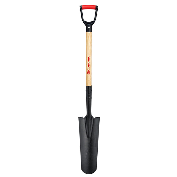 Drain Spade Shovel, 15-Gauge, 30 in. Wood D-Grip Handle