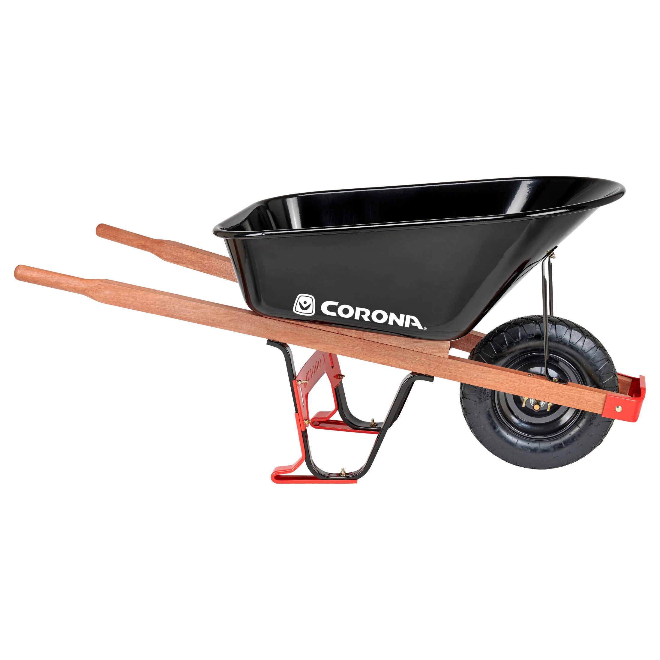 6 Cu. Ft. Professional Steel Wheelbarrow, Wood Handles, Pneumatic Tire