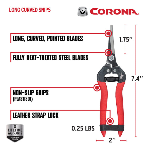 Long Curved Snips, 1-3/4 in. Stainless Steel Blades