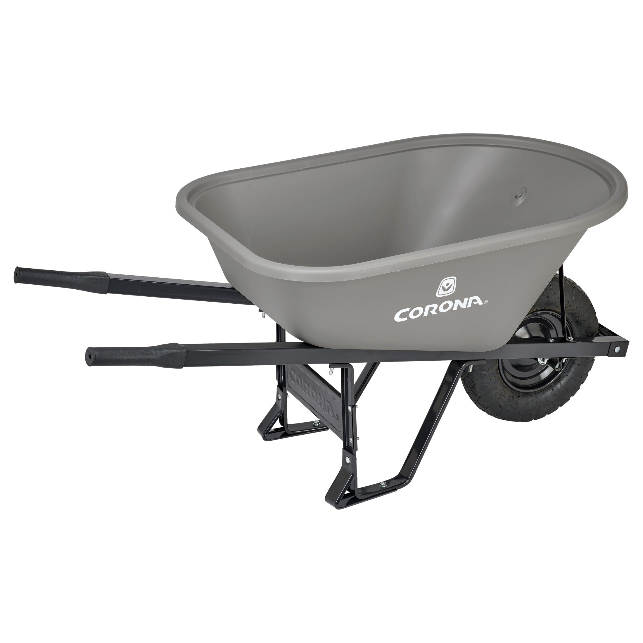 6 Cu. Ft. Poly Wheelbarrow, Steel Handles, Pneumatic Tire