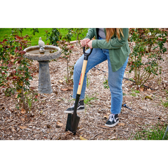 Drain Spade Shovel, 15-Gauge, 30 in. Wood D-Grip Handle