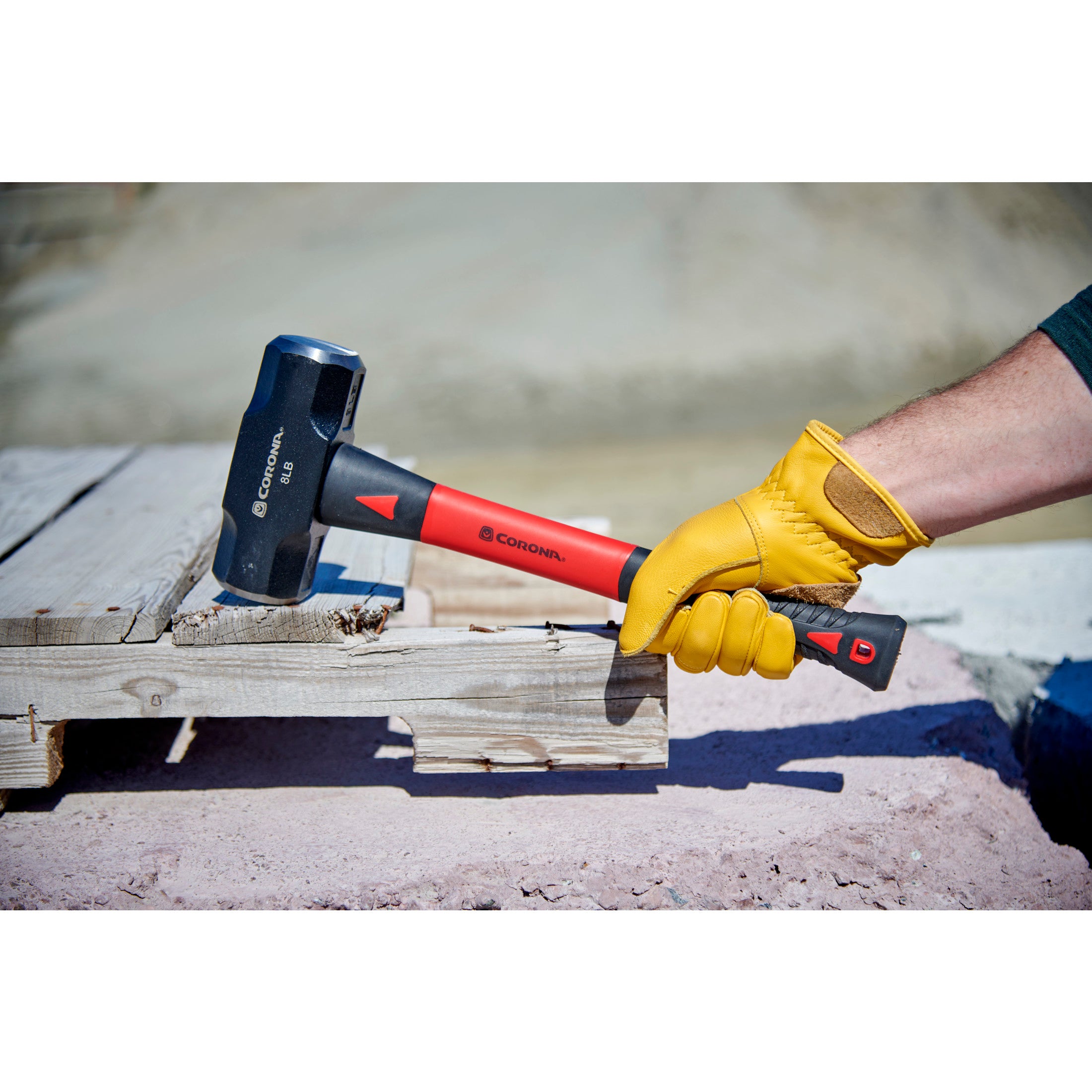Short Handle Sledge Hammer, 8 lb. Head, 16 in. Solid-Core Fiberglass Handle